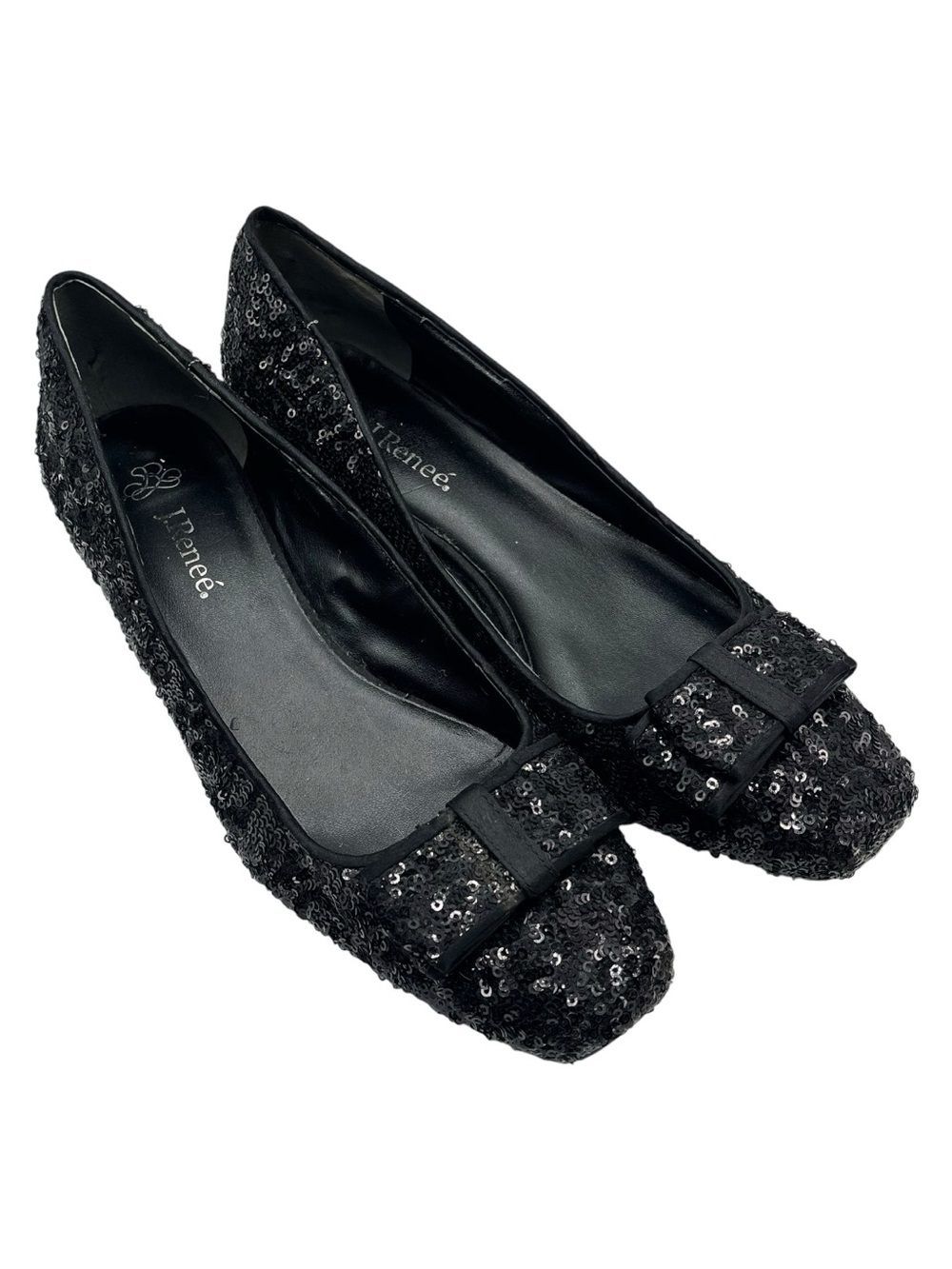 J.Renee “Imogene” Sequined Low Black Heel Pumps Size 9 N